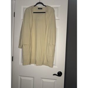 Fashion Open Front Hooded Knit Cardigan Sweater Small Cream